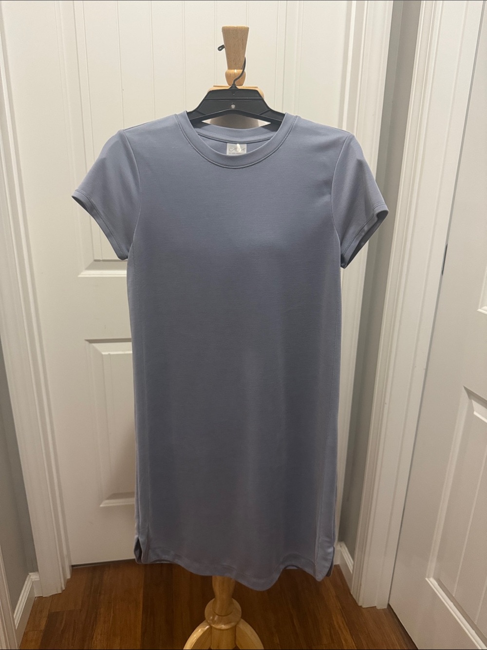 Classic Short Sleeve Midi Dress in Dusty Blue - Unbranded